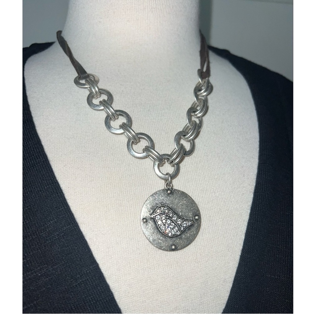 Fossil Sliver & Leather Necklace 🕊️